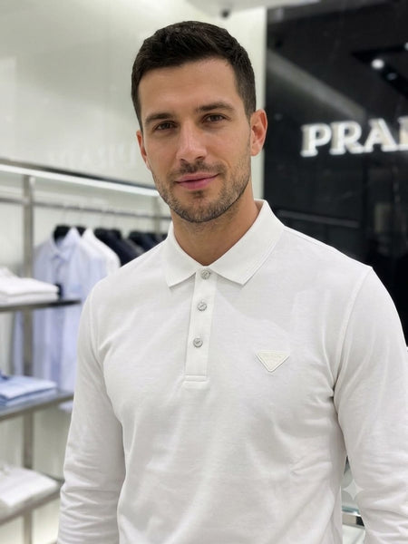 Men’s White Full Sleeve Polo T-Shirt Premium Luxury Smart Casual Wear