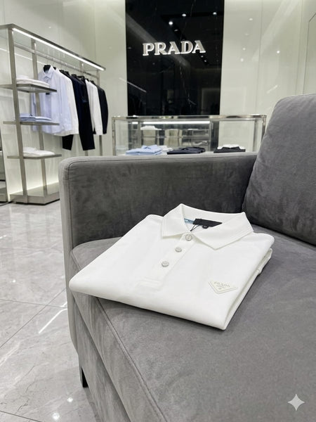 Men’s White Full Sleeve Polo T-Shirt Premium Luxury Smart Casual Wear