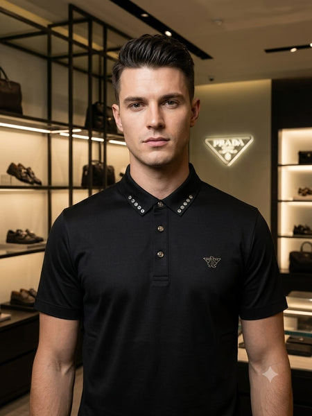 Premium Black Men's Polo T-Shirt Classic Collar Half Sleeve Smart Casual Wear