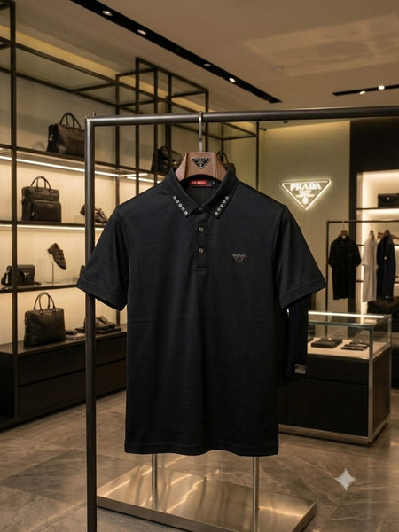 Premium Black Men's Polo T-Shirt Classic Collar Half Sleeve Smart Casual Wear