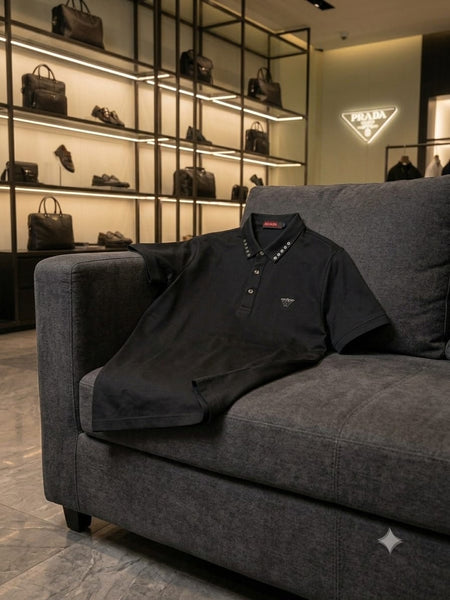 Premium Black Men's Polo T-Shirt Classic Collar Half Sleeve Smart Casual Wear
