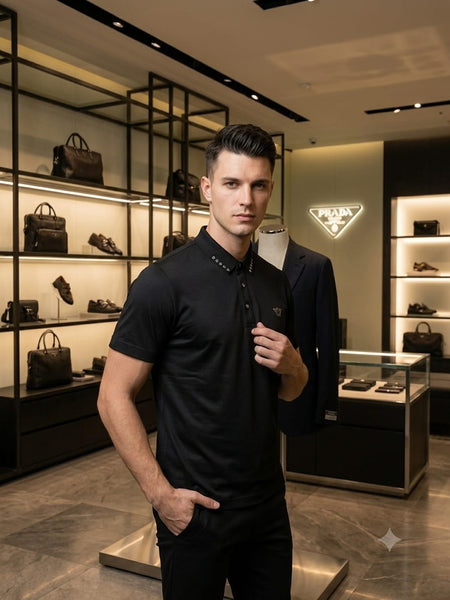 Premium Black Men's Polo T-Shirt Classic Collar Half Sleeve Smart Casual Wear