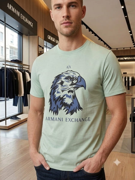 Premium Mint Green Eagle Graphic Men's T-Shirt  Round Neck Half Sleeve  Casual  Tee