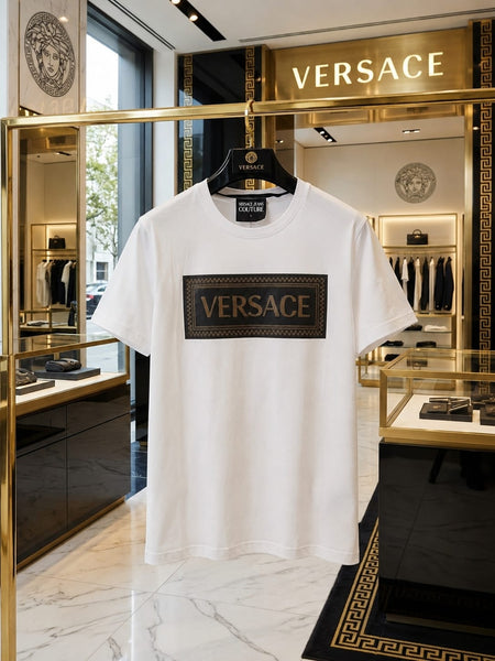 Men’s Premium White Logo Print Round Neck T-Shirt