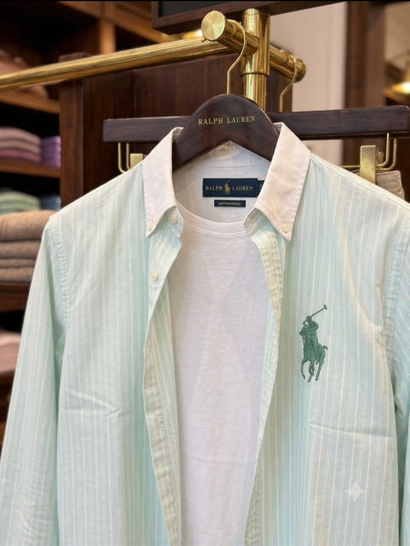 Men’s Premium Mint Green Striped Casual Shirt