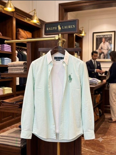 Men’s Premium Mint Green Striped Casual Shirt