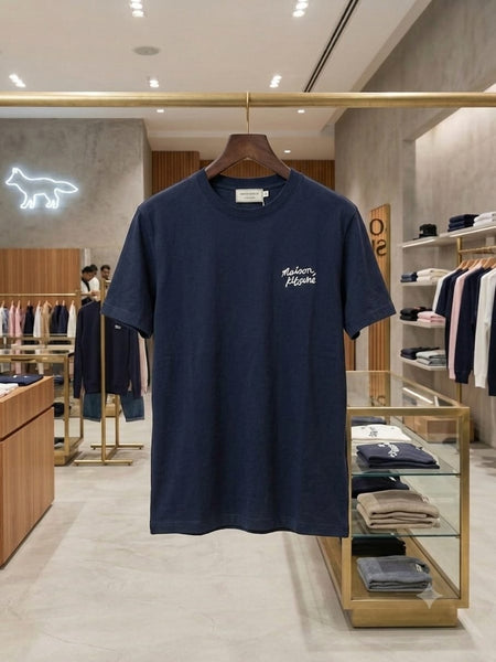 Men’s Premium Navy Blue Crew Neck Signature Logo Casual T-Shirt