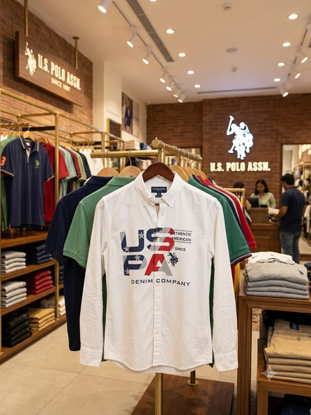 Men's Premium  Branded White Graphic Shirt