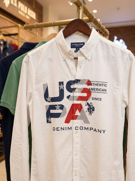 Men's Premium  Branded White Graphic Shirt