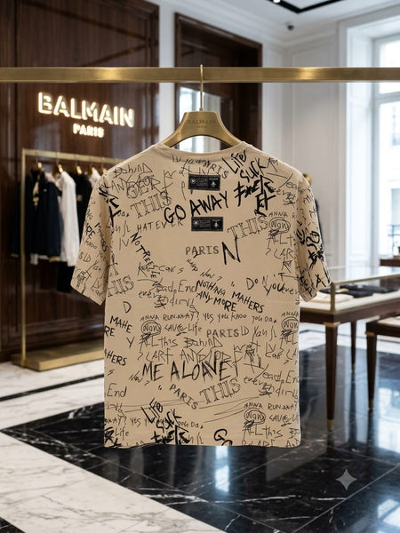 Men's Premium Cream Graphic Print Drop Shoulder T-Shirt