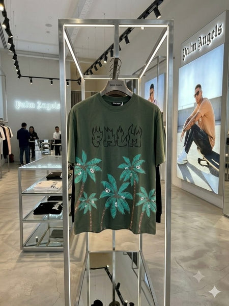 Premium Men’s Dark Green Palm Tree Graphic Oversized T-Shirt