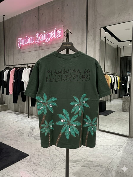 Premium Men’s Dark Green Palm Tree Graphic Oversized T-Shirt