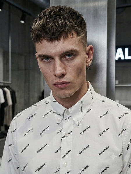 Men’s White All-Over Logo Print Premium Shirt