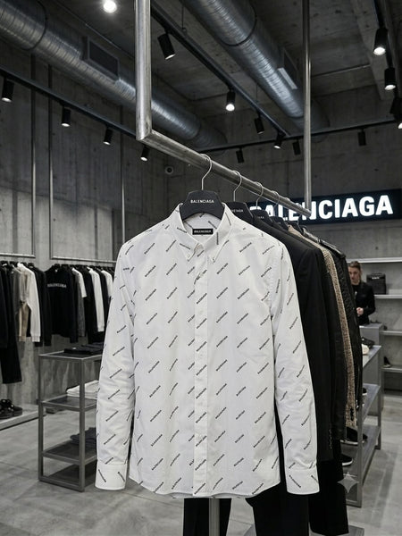 Men’s White All-Over Logo Print Premium Shirt