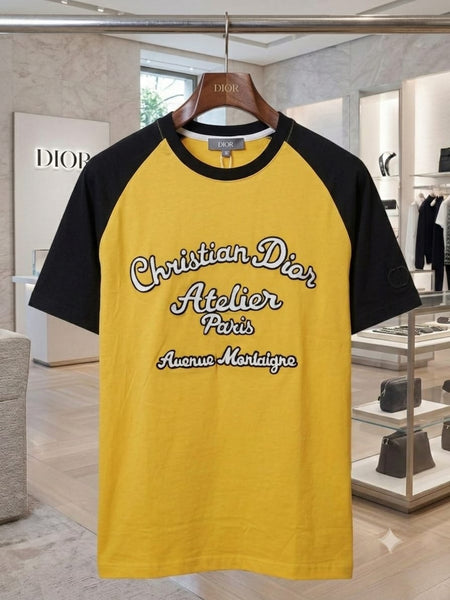 Elegant Men’s Yellow Atelier Logo Raglan Premium T-Shirt