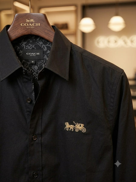 Trendy Men’s Black Premium Embroidered Regular Fit Shirt
