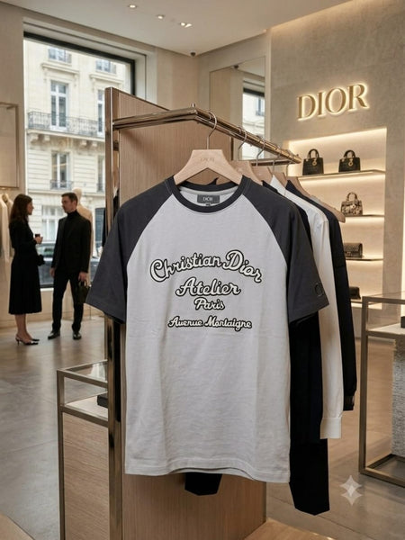 Luxury Men’s Grey Atelier Logo Raglan Premium T-Shirt