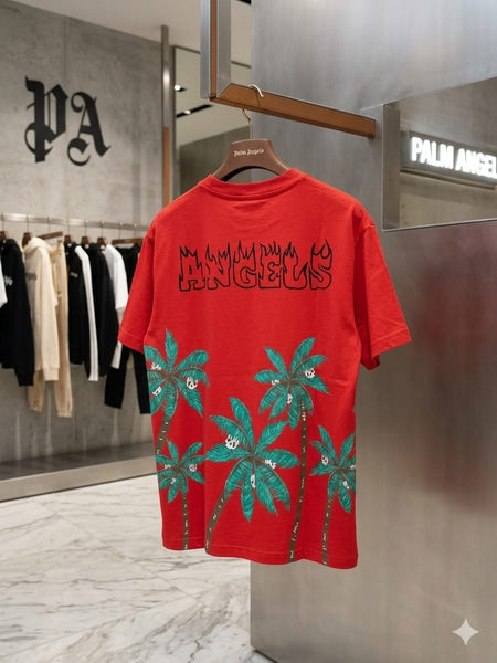 Men’s Red Palm Tree Graphic Oversized Premium T-Shirt