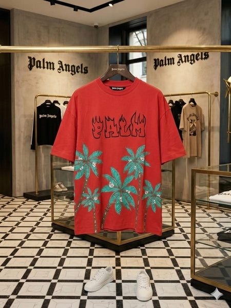 Men’s Red Palm Tree Graphic Oversized Premium T-Shirt