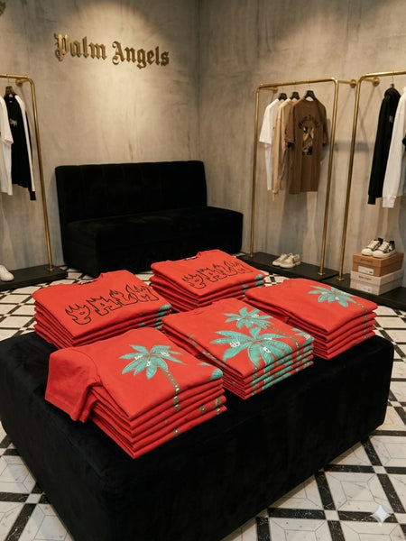Men’s Red Palm Tree Graphic Oversized Premium T-Shirt