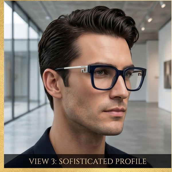 Luxury Square Eyeglasses Frame with  Metal TemplesPremium Unisex Eyewear