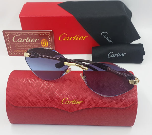 Luxury Rimless Oval Gradient Sunglasses with Gold Frame