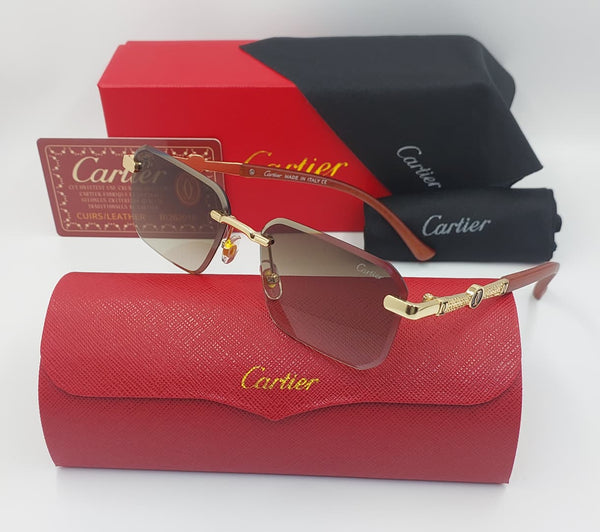 Luxury Rimless Gradient Sunglasses with Gold Frame