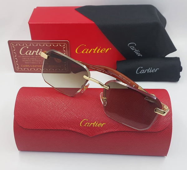 Luxury Rimless Gradient Sunglasses with Gold Frame