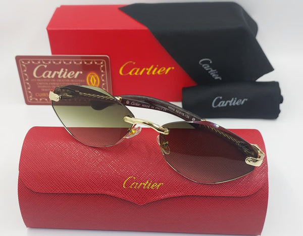 Luxury Rimless Oval Gradient Sunglasses with Gold Frame