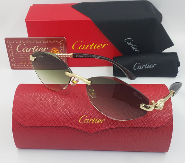 Luxury Rimless Oval Gradient Sunglasses with Gold Frame