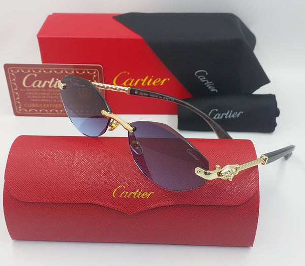 Luxury Rimless Oval Gradient Sunglasses with Gold Frame