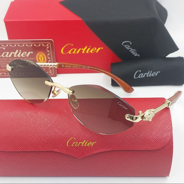 Luxury Rimless Oval Gradient Sunglasses with Gold Frame
