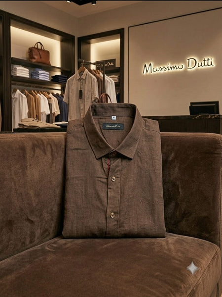 Premium Brown Linen Blend Full Sleeve Shirt for Men
