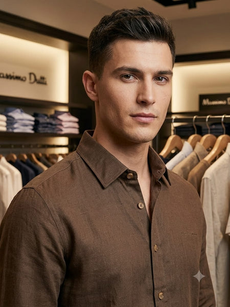 Premium Brown Linen Blend Full Sleeve Shirt for Men