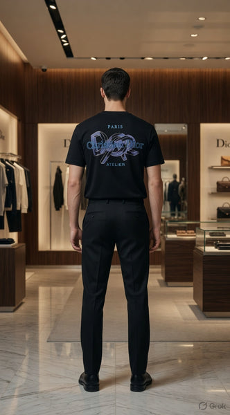 Luxury Black Crew Neck Casual Oversized  T-Shirt