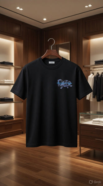 Luxury Black Crew Neck Casual Oversized  T-Shirt