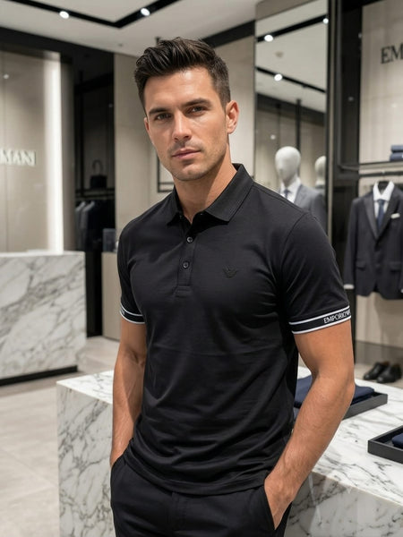Exclusive Branded  Men's Premium Black Polo T-Shirt with Signature Logo