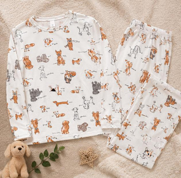 Women's Premium White Cute Animal Prin Night Suit Set