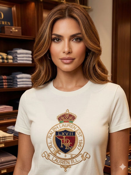 Women's Premium Cream Crest Logo T-Shirt