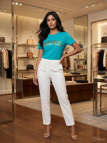 Women's Luxury Blue Logo Print T-Shirt