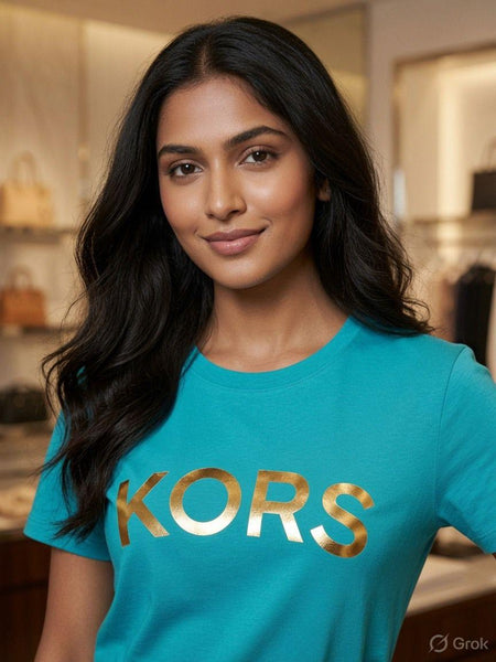 Women's Luxury Blue Logo Print T-Shirt