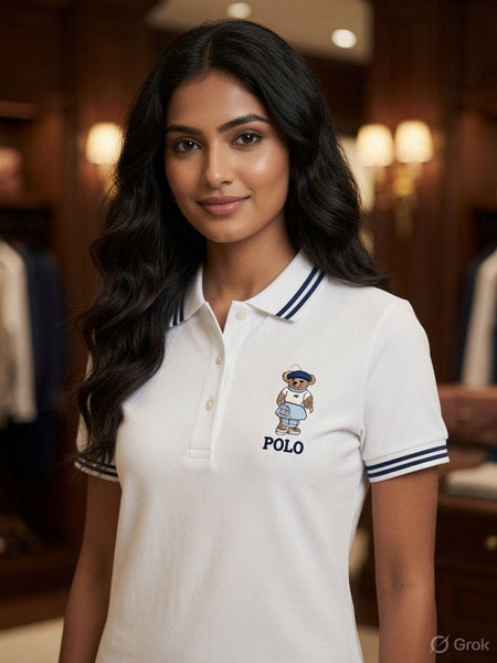 Premium White Short Sleeve Polo Dress for Women