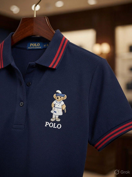Imported  Women's Premium Navy Blue Polo Dress