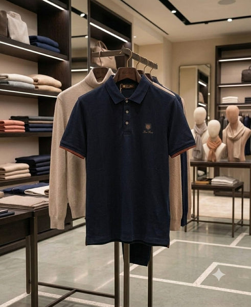 Premium Men's Navy Blue Polo T-Shirt | Classic Embroidered Logo Casual Wear