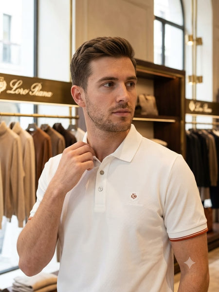Elegant White  Polo T-Shirt with Embroidered Logo