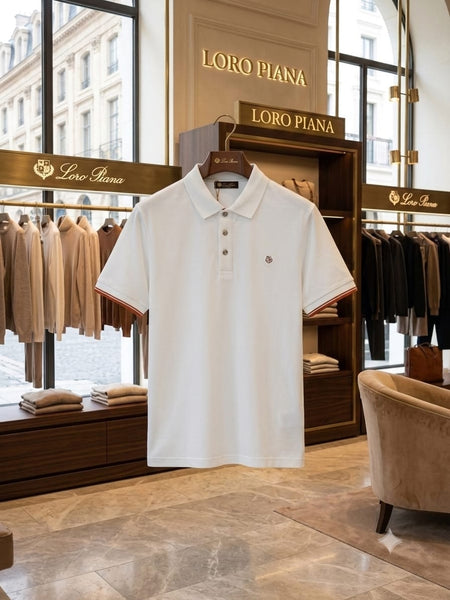 Elegant White  Polo T-Shirt with Embroidered Logo