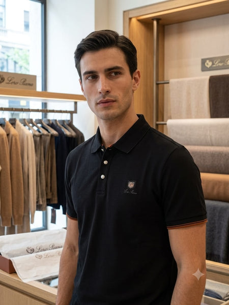 Men's Premium Black Polo T-Shirt Imported Embroidered Logo Casual Wear