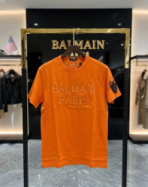 Women's Premium Orange Embossed  T-Shirt  Round Neck Half Sleeve Casual Tee