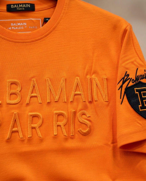 Women's Premium Orange Embossed  T-Shirt  Round Neck Half Sleeve Casual Tee
