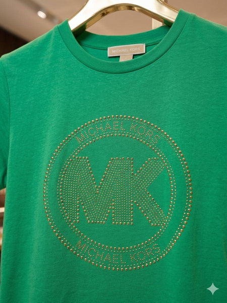 Women's Premium Green Logo Print  T-Shirt Casual Crew Neck Tee